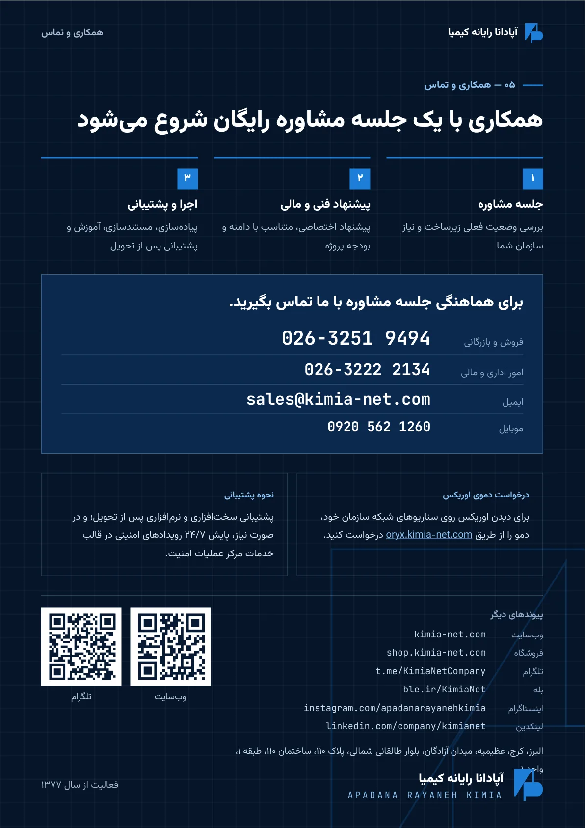 شرح خدمات شرکت آپادانا رایانه کیمیا — صفحهٔ ۶